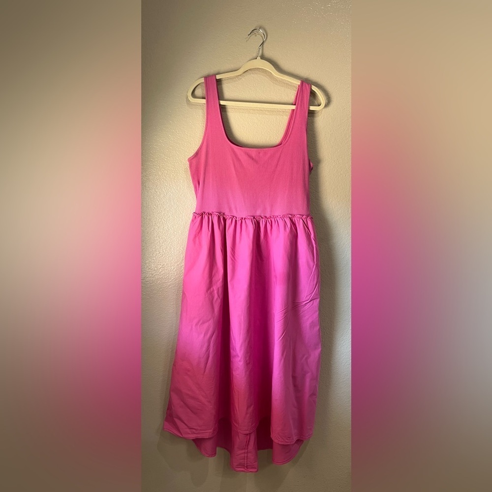 "A New Day" pink sleeveless long Maxi dress Sz L  Pockets Casual Vacay TC0311